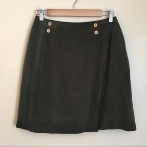 ⭐️SOLD⭐️ Vintage Olive Silk Wrap Mini Skirt